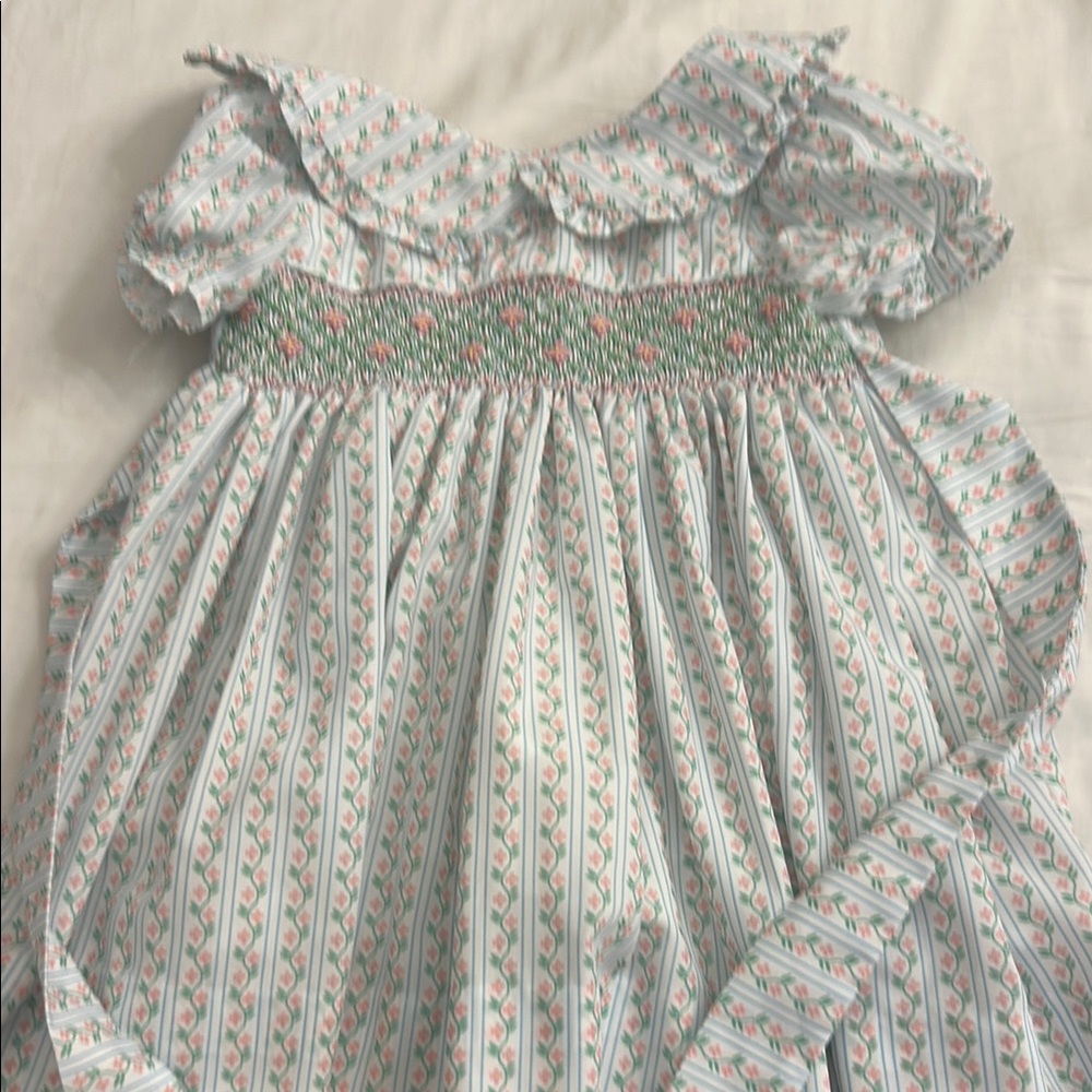 Floral Smocked Dress with Ruffle Sleeves